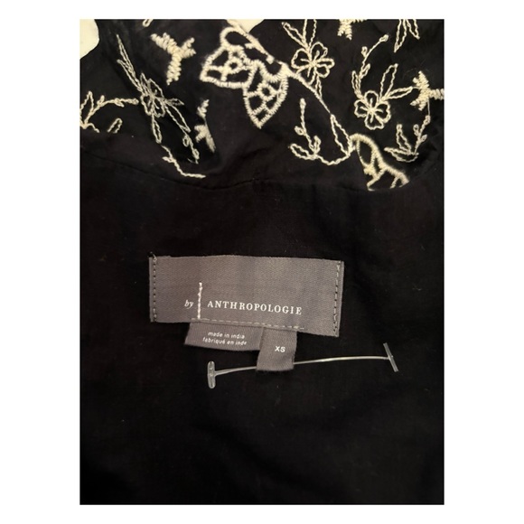 NWOT Anthropologie Embroidered Ruffle Crop Tie Top in Black & White Size XS - Picture 13 of 14